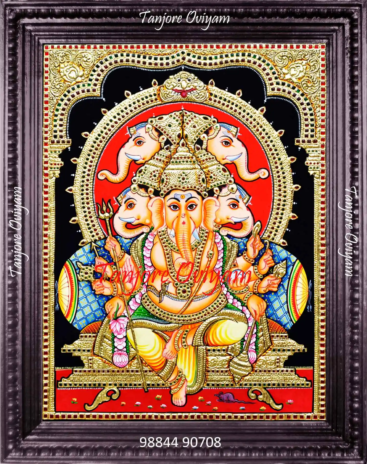 Tanjore Painting Vinayagar 5 Face Ganesh